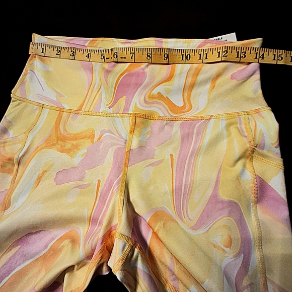 Ideology Compression Leggings 7/8 Length Hi-Rise Yellow & Pink Women Size Medium - Picture 9 of 12